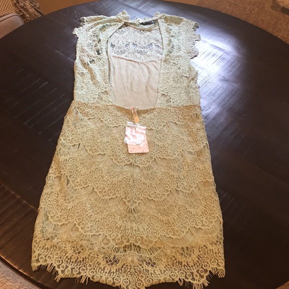 Free People mint lace dress - Picture 3 of 7
